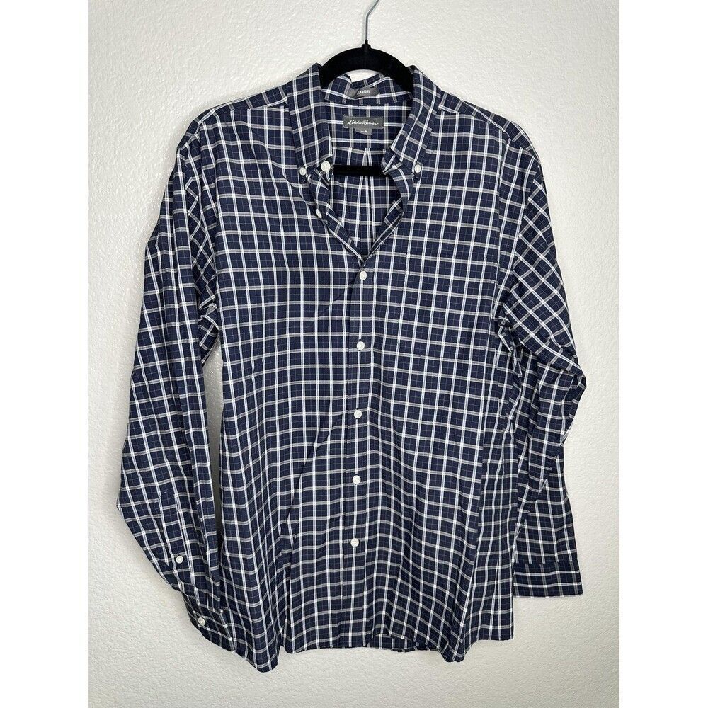 Eddie Bauer Shirt Mens Medium Plaid Button Down Relaxed Fit Long Sleeve Casual
